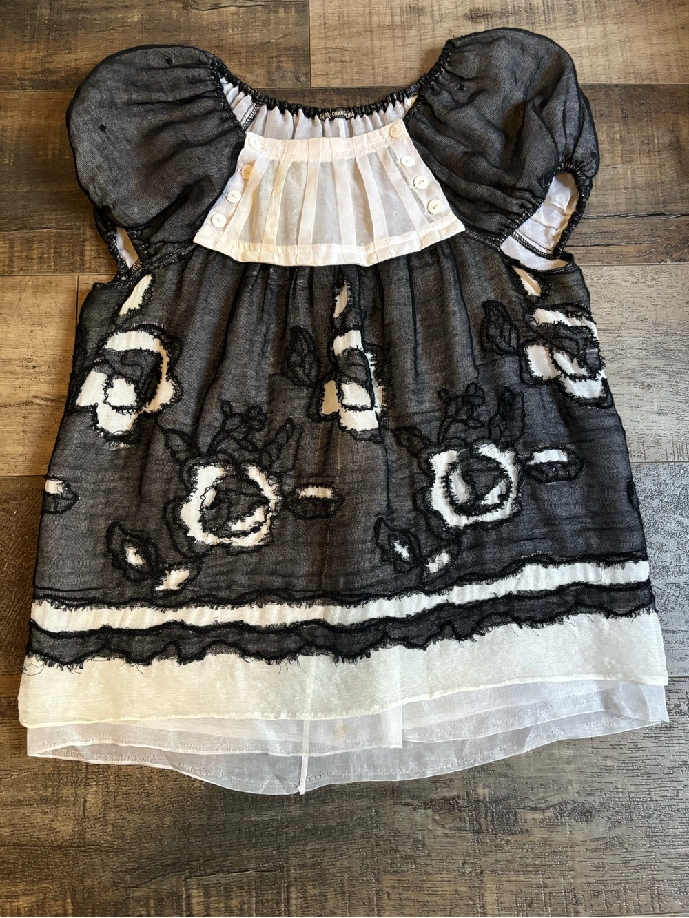 Black and White Floral Embroidered Mini Skirt